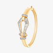Alaghband Kite Bangle with Baguette - Cut Diamonds and Ruby Pin, Medium - Alaghband Jewelry