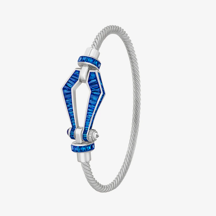 Alaghband Kite Twisted Bangle with Blue Sapphires, Medium