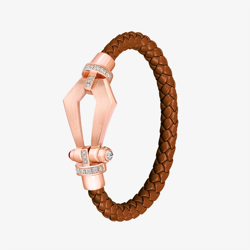 Alaghband Kite Bracelet for Men with Diamond Bezels and Ruby Pin, Large