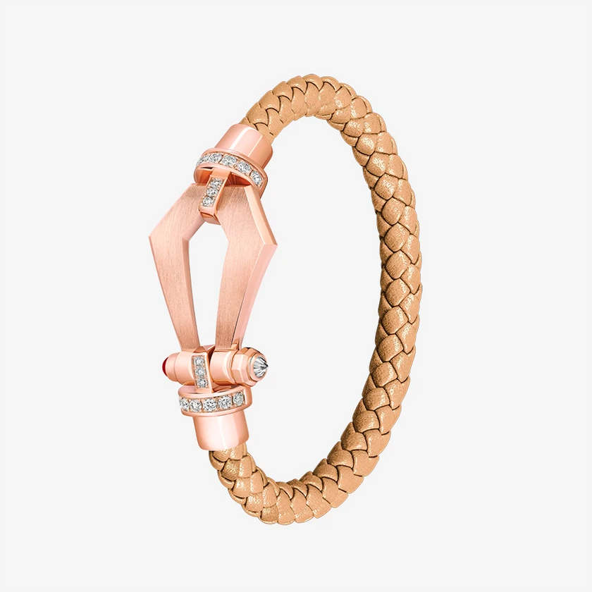 Alaghband Kite Bracelet for Men with Diamond Bezels and Ruby Pin, Large