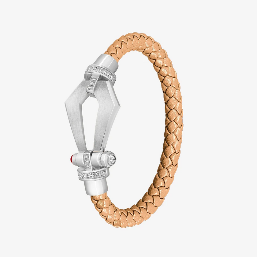 Alaghband Kite Bracelet for Men with Diamond Bezels and Ruby Pin, Large