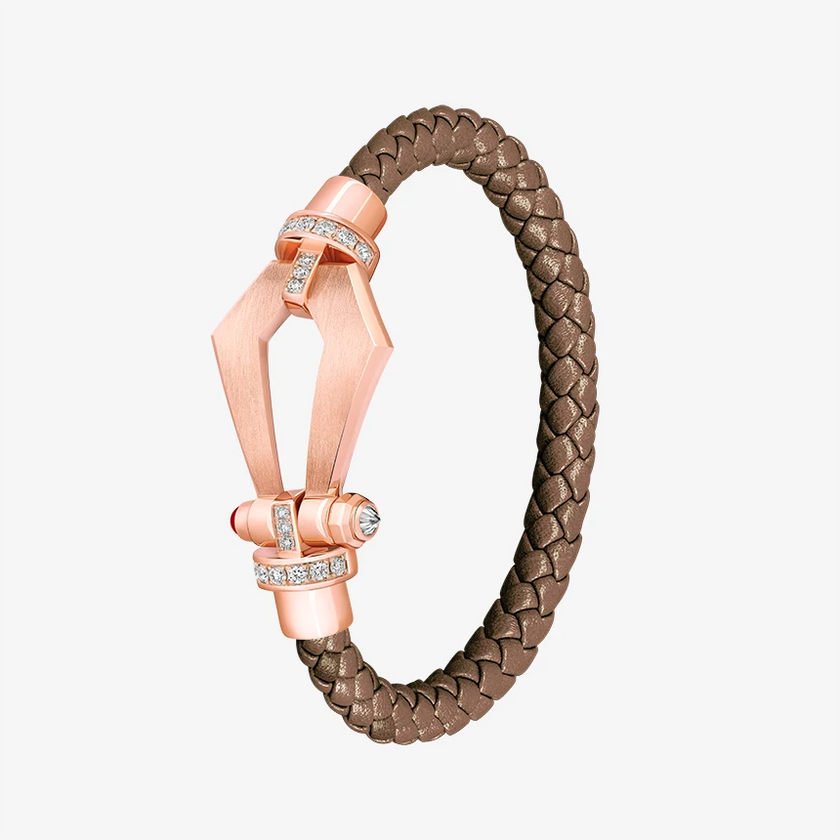 Alaghband Kite Bracelet for Men with Diamond Bezels and Ruby Pin, Large