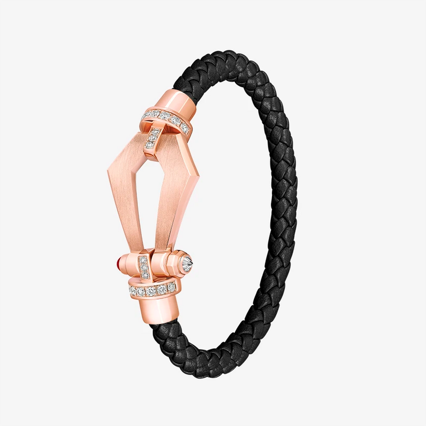 Alaghband Kite Bracelet for Men with Diamond Bezels and Ruby Pin, Large