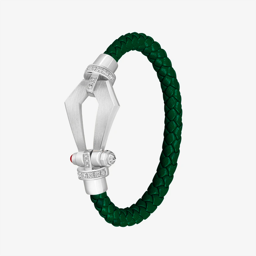 Alaghband Kite Bracelet for Men with Diamond Bezels and Ruby Pin, Large