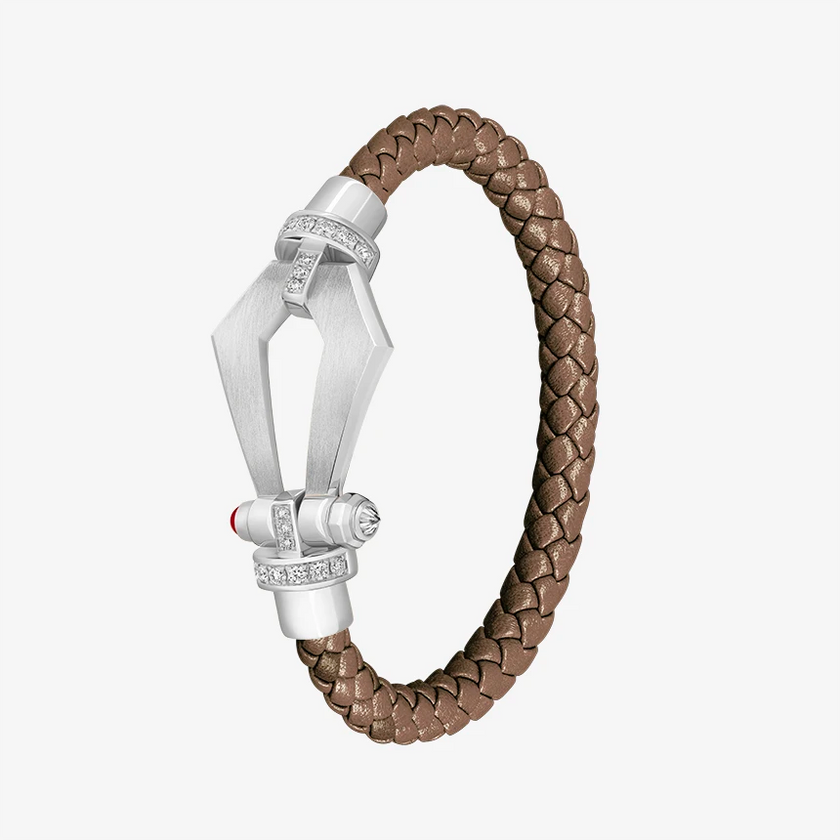 Alaghband Kite Bracelet for Men with Diamond Bezels and Ruby Pin, Large