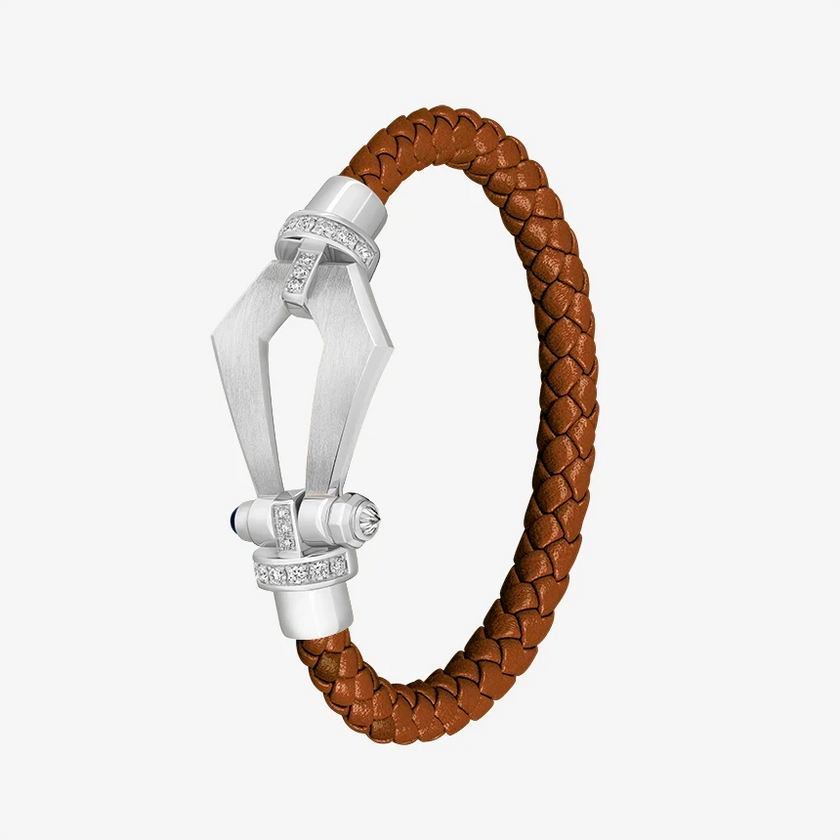 Alaghband Kite Bracelet for Men with Diamond Bezels and Blue Sapphire Pin, Large