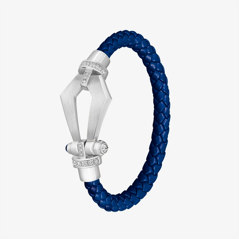 Alaghband Kite Bracelet for Men with Diamond Bezels and Blue Sapphire Pin, Large