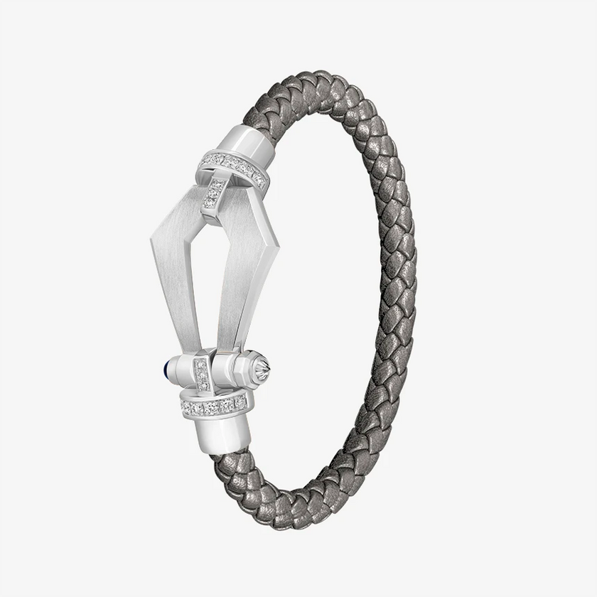 Alaghband Kite Bracelet for Men with Diamond Bezels and Blue Sapphire Pin, Large