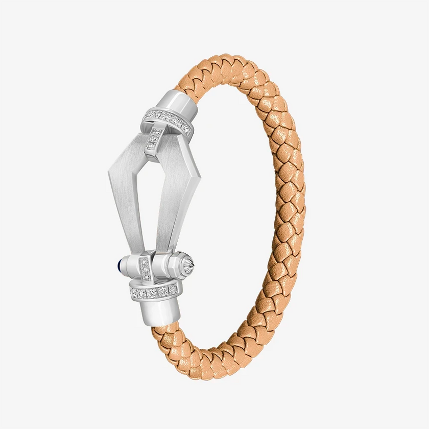 Alaghband Kite Bracelet for Men with Diamond Bezels and Blue Sapphire Pin, Large