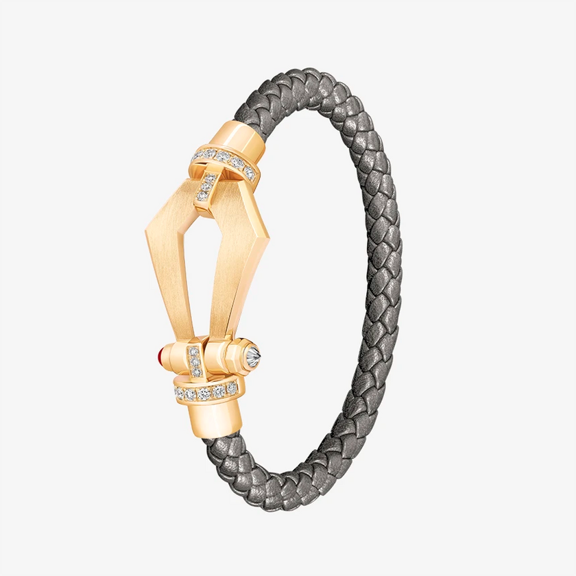 Alaghband Kite Bracelet for Men with Diamond Bezels and Ruby Pin, Large