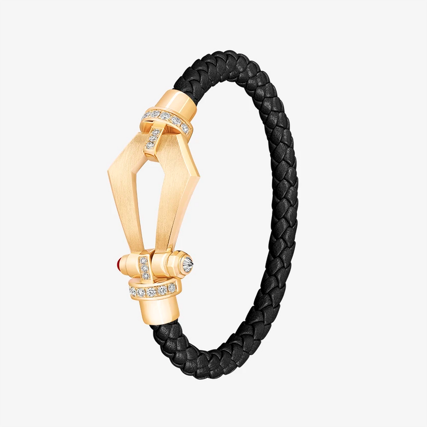 Alaghband Kite Bracelet for Men with Diamond Bezels and Ruby Pin, Large