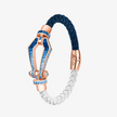 Alaghband Kite Bracelet with Blue Sapphire Gradient, Two - Toned Leather and Magnetic Clasp, Large - Alaghband Jewelry