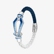 Alaghband Kite Bracelet with Blue Sapphire Gradient, Two - Toned Leather and Magnetic Clasp, Large - Alaghband Jewelry