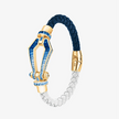 Alaghband Kite Bracelet with Blue Sapphire Gradient, Two - Toned Leather and Magnetic Clasp, Large - Alaghband Jewelry