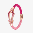 Alaghband Kite Bracelet with Pink Sapphire Gradient, Two - Toned Leather, Large - Alaghband Jewelry