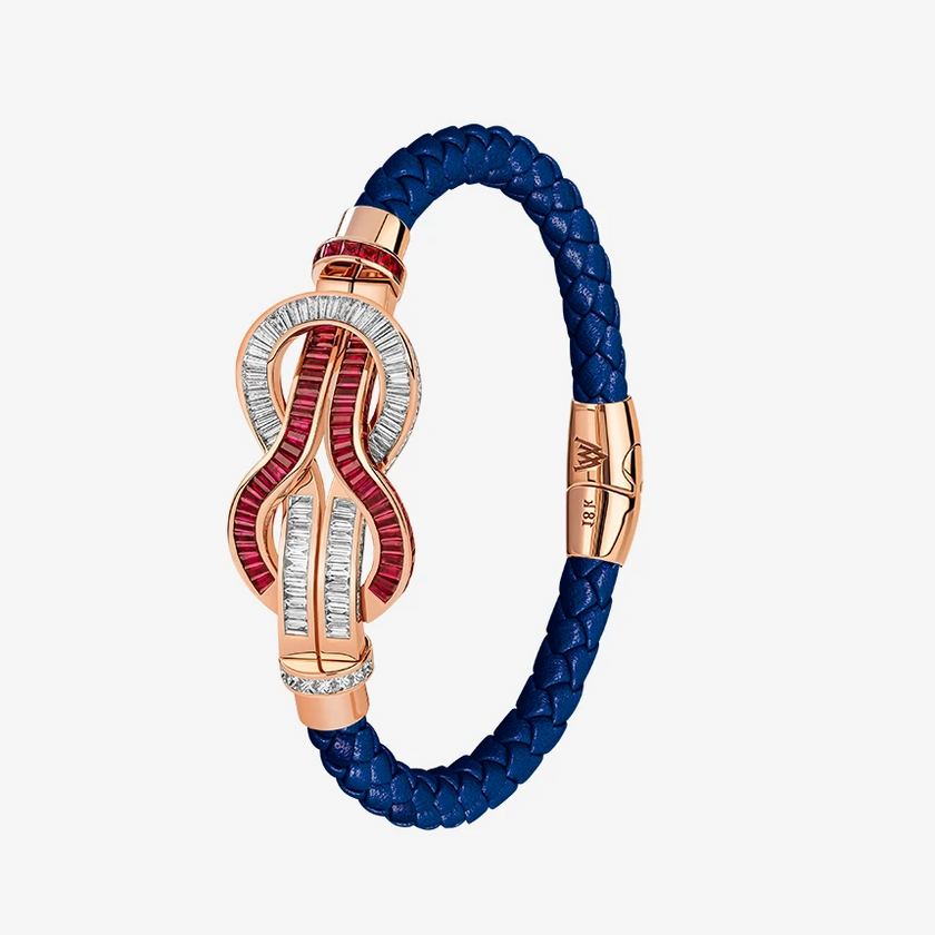 Alaghband Navy Bracelet with Rubies & Diamonds, Large