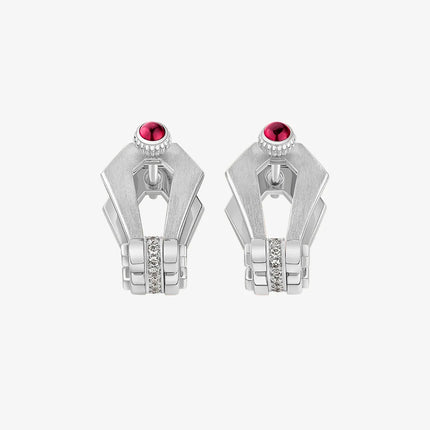 Alaghband Kite Cufflinks with Diamond Bezels and Ruby Pins