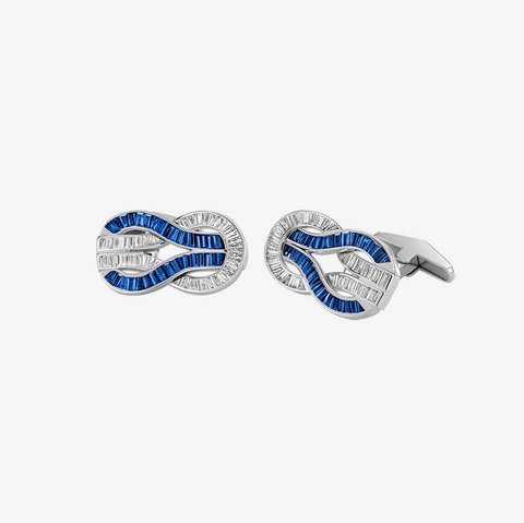 Alaghband Navy Cufflinks with Blue Sapphires & Diamonds - Alaghband Jewelry