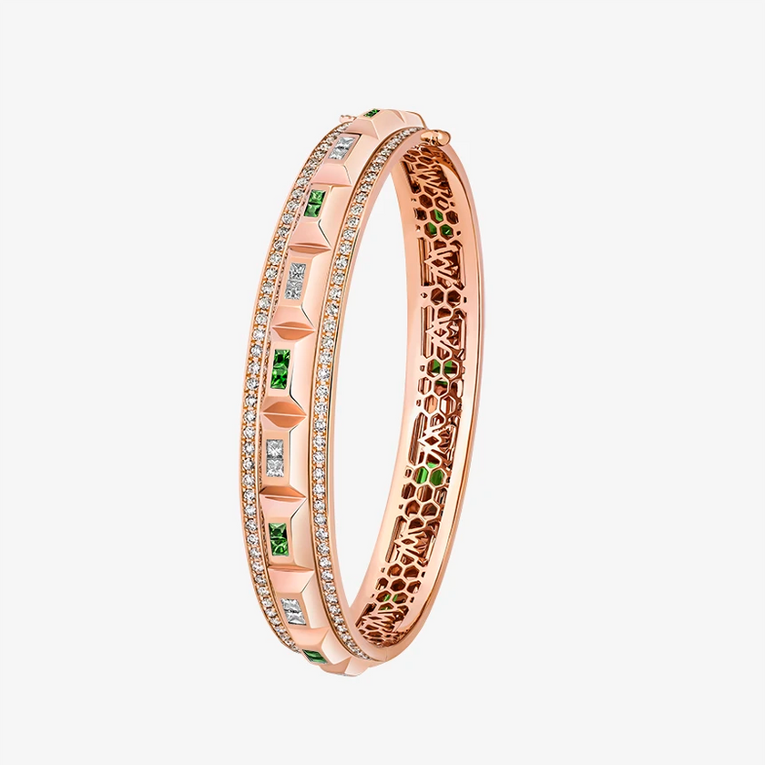 Alaghband Chocolate Layered Bangle with Garnets and Diamonds