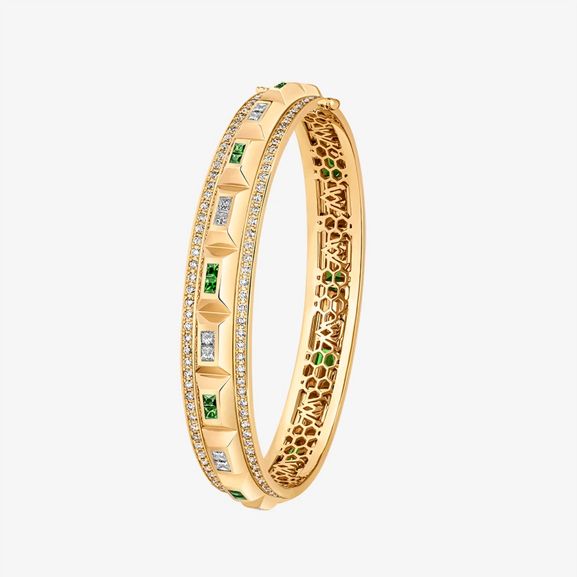 Alaghband Chocolate Layered Bangle with Garnets and Diamonds