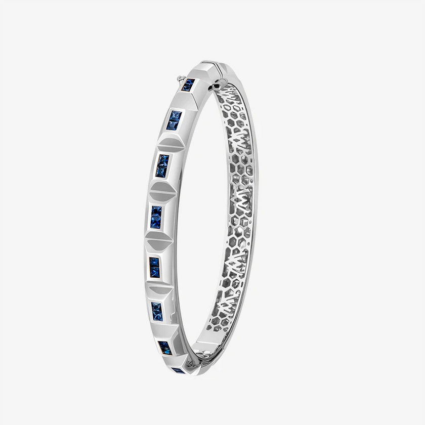 Alaghband Chocolate Bangle Fully Set with Blue Sapphires