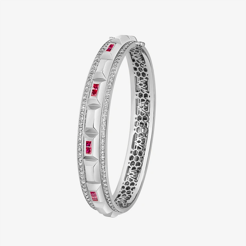 Alaghband Chocolate Layered Bangle with Rubies and Diamonds