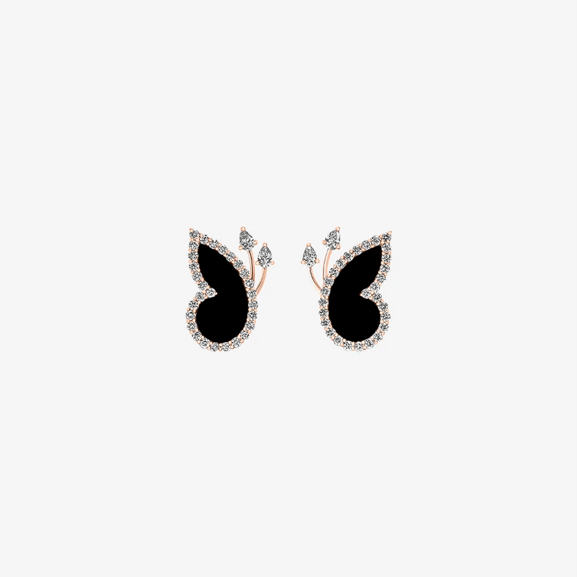 Alaghband Butterfly Stud Earrings with Onyx and Diamonds - Alaghband Jewelry