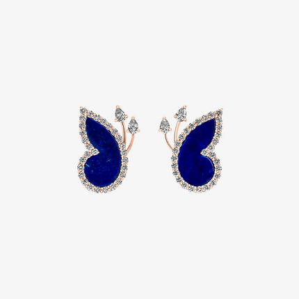 Alaghband Butterfly Stud Earrings with Lapis Lazuli and Diamonds