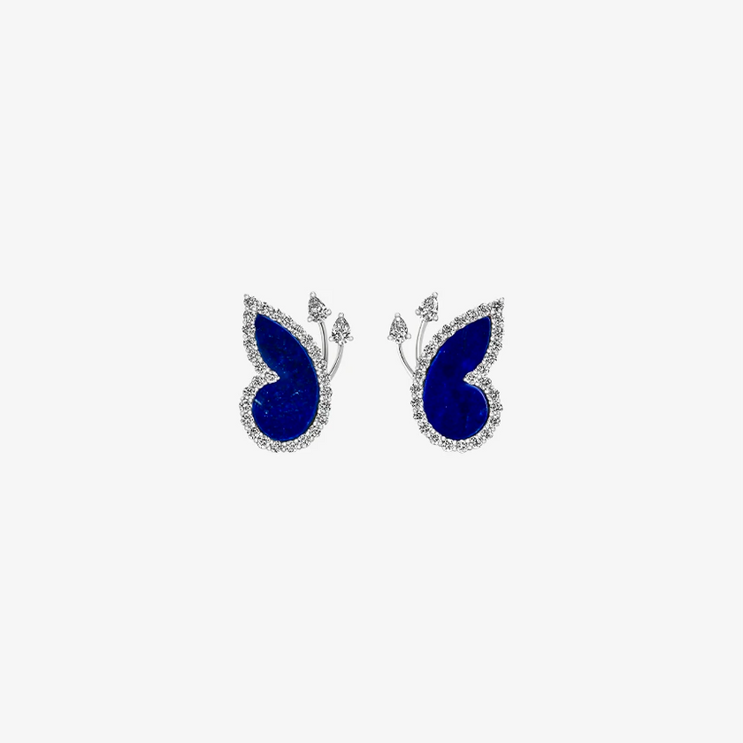 Alaghband Butterfly Stud Earrings with Lapis Lazuli and Diamonds