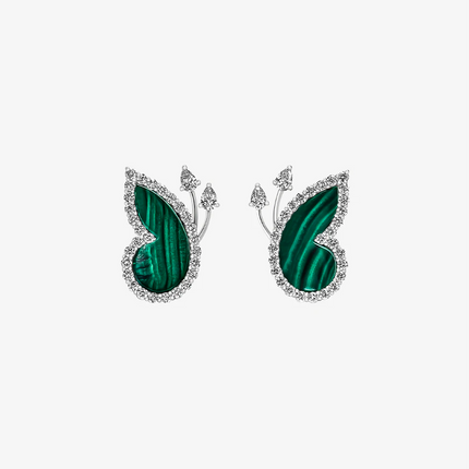 Alaghband Butterfly Stud Earrings with Malachite