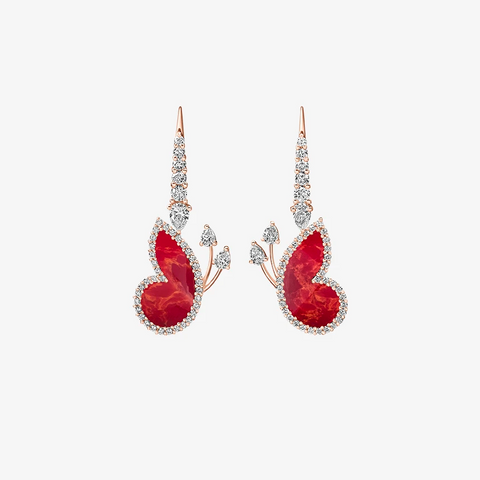 Alaghband Butterfly Drop Earrings with Coral