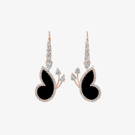 Alaghband Butterfly Drop Earrings with Onyx