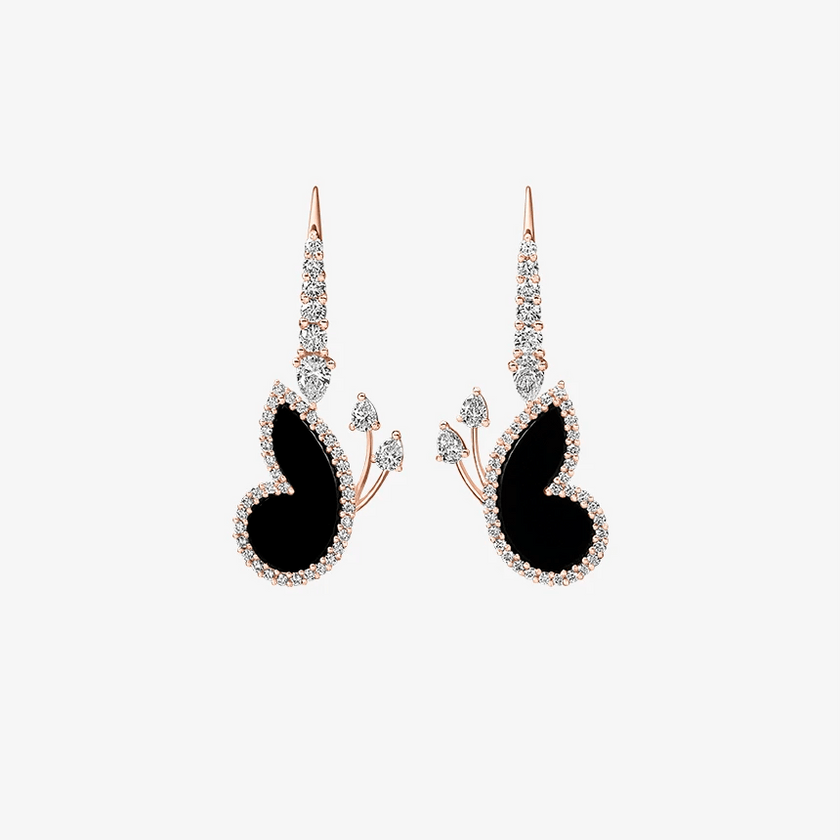 Alaghband Butterfly Drop Earrings with Onyx - Alaghband Jewelry