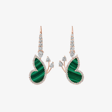 Alaghband Butterfly Drop Earrings with Malachite