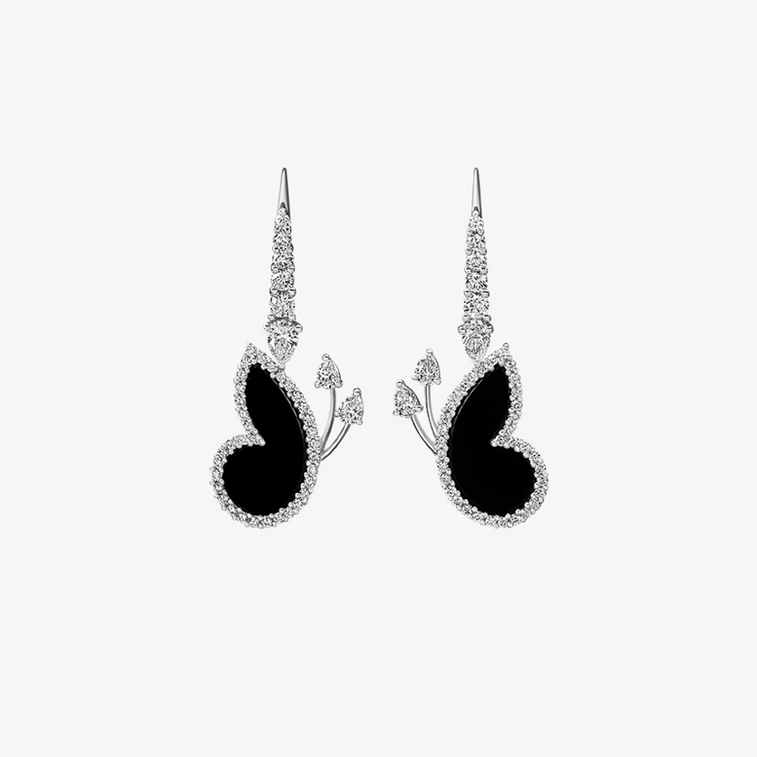 Alaghband Butterfly Drop Earrings with Onyx - Alaghband Jewelry