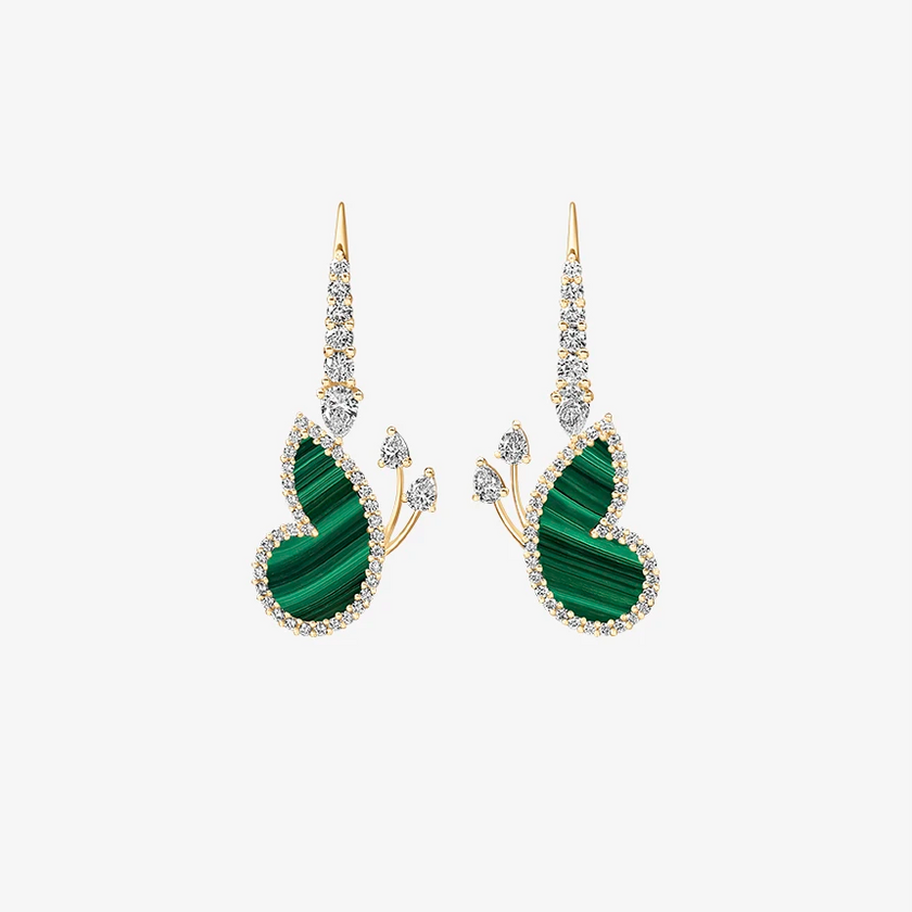 Alaghband Butterfly Drop Earrings with Malachite