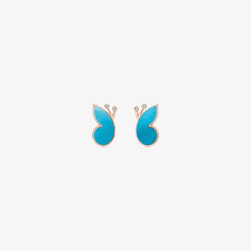 Alaghband Butterfly Stud Earrings with Turquoise - Alaghband Jewelry