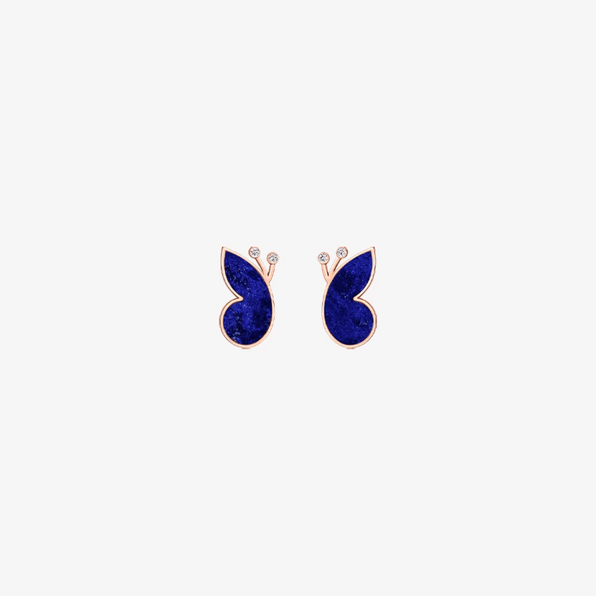 Alaghband Butterfly Stud Earrings with Lapis Lazuli - Alaghband Jewelry