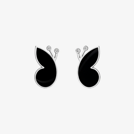 Alaghband Butterfly Stud Earrings with Onyx