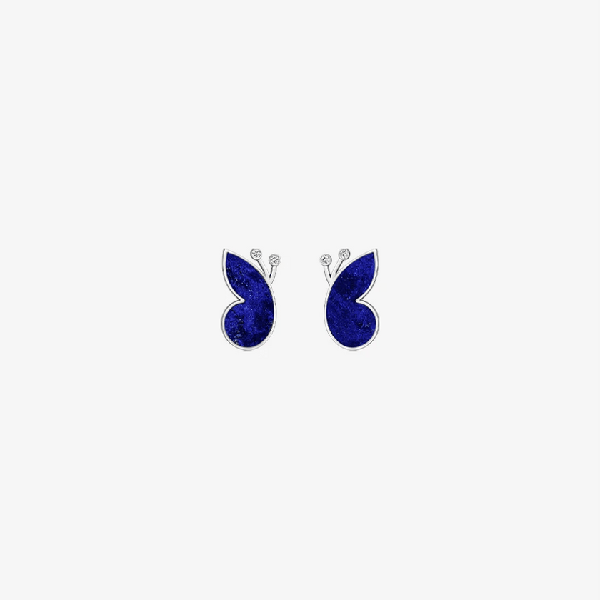 Alaghband Butterfly Stud Earrings with Lapis Lazuli - Alaghband Jewelry