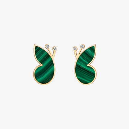 Alaghband Butterfly Stud Earrings with Malachite