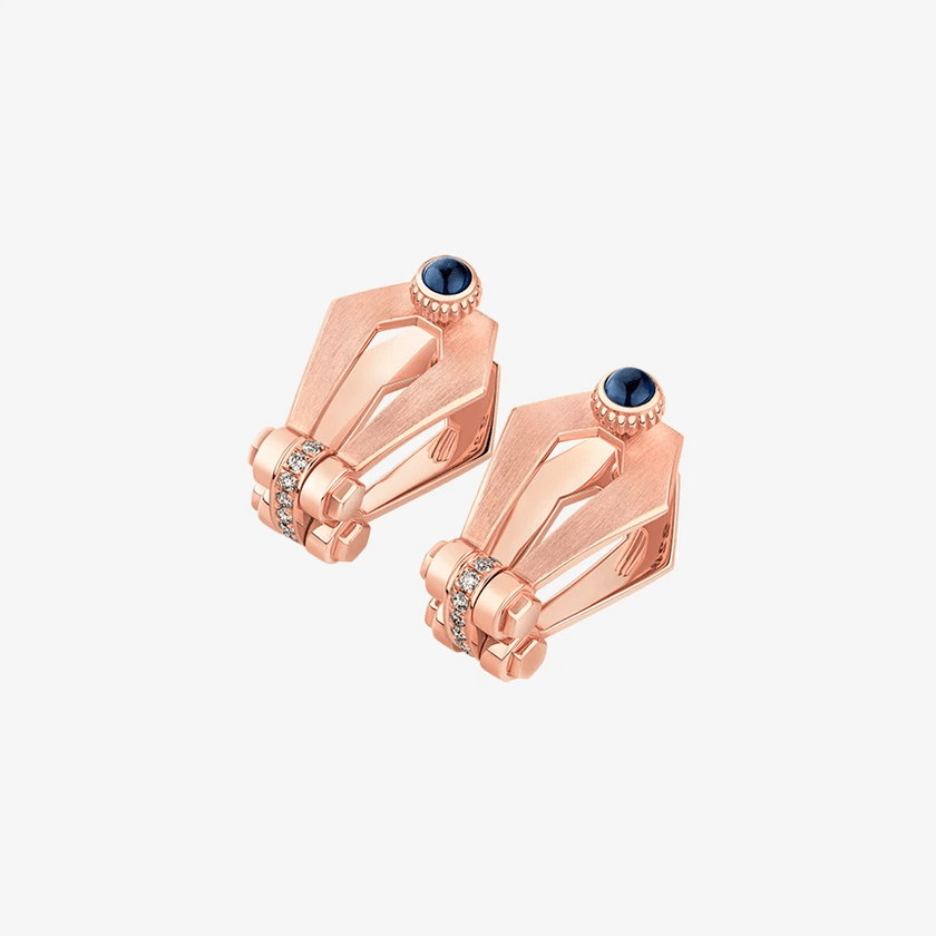 Alaghband Kite Drop Earrings with Diamond Bezels and Blue Sapphire Pins - Alaghband Jewelry