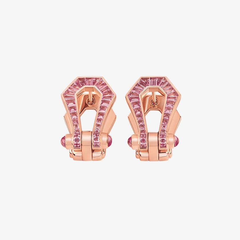 Alaghband Kite XO Drop Earrings with Baguette Cut Pink Sapphires - Alaghband Jewelry
