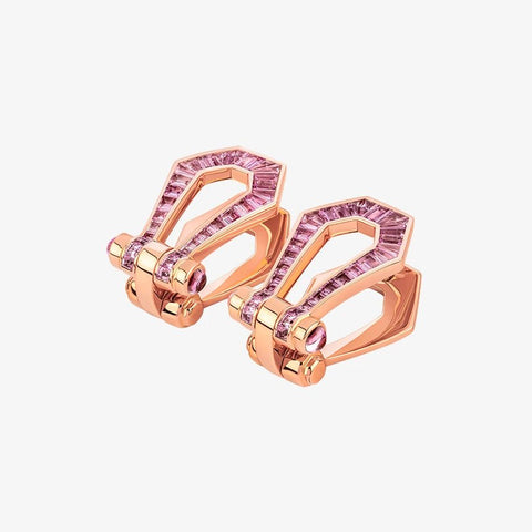 Alaghband Kite XO Drop Earrings with Baguette Cut Pink Sapphires - Alaghband Jewelry