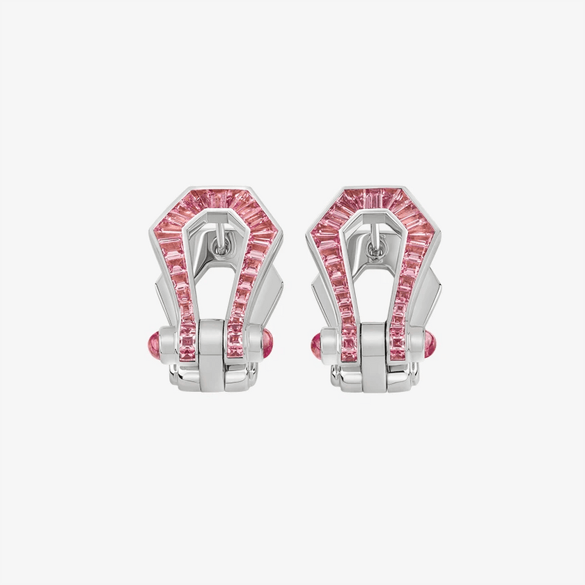 Alaghband Kite XO Drop Earrings with Baguette Cut Pink Sapphires - Alaghband Jewelry