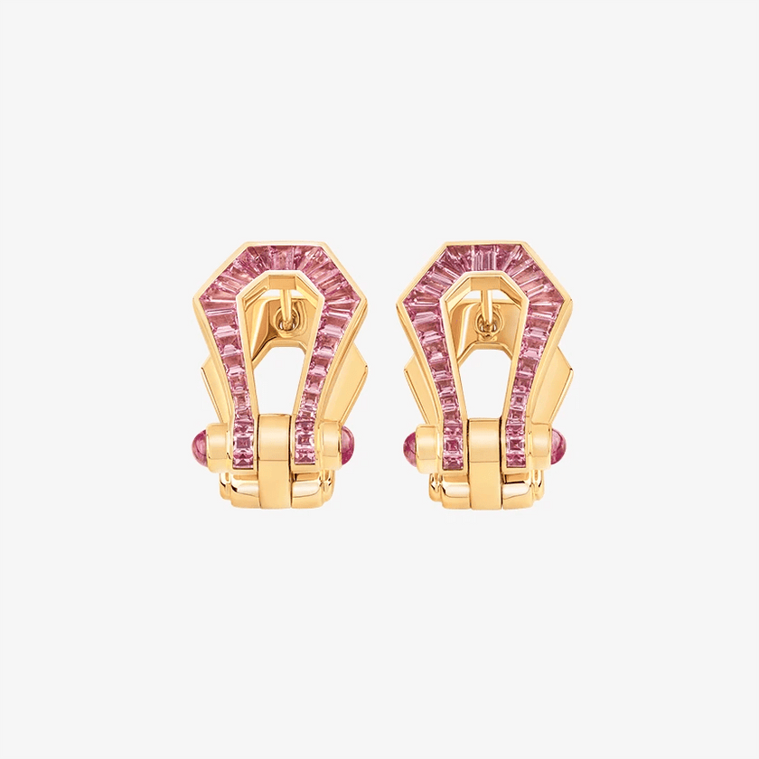 Alaghband Kite XO Drop Earrings with Baguette Cut Pink Sapphires - Alaghband Jewelry