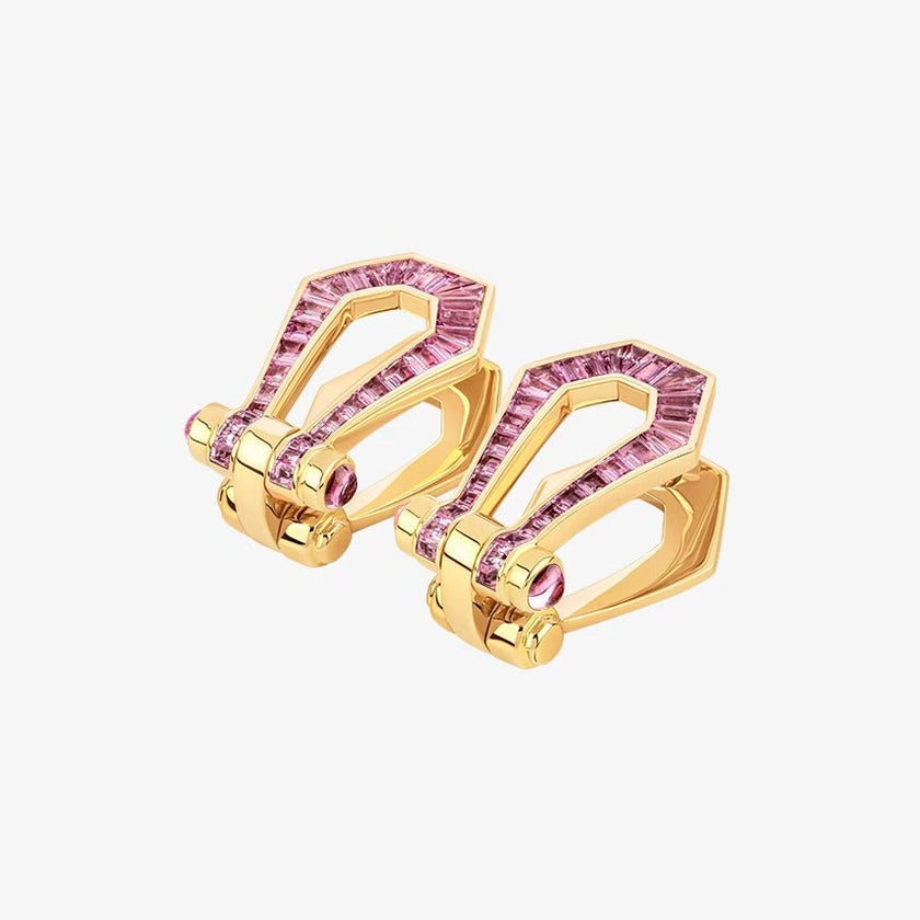 Alaghband Kite XO Drop Earrings with Baguette Cut Pink Sapphires - Alaghband Jewelry