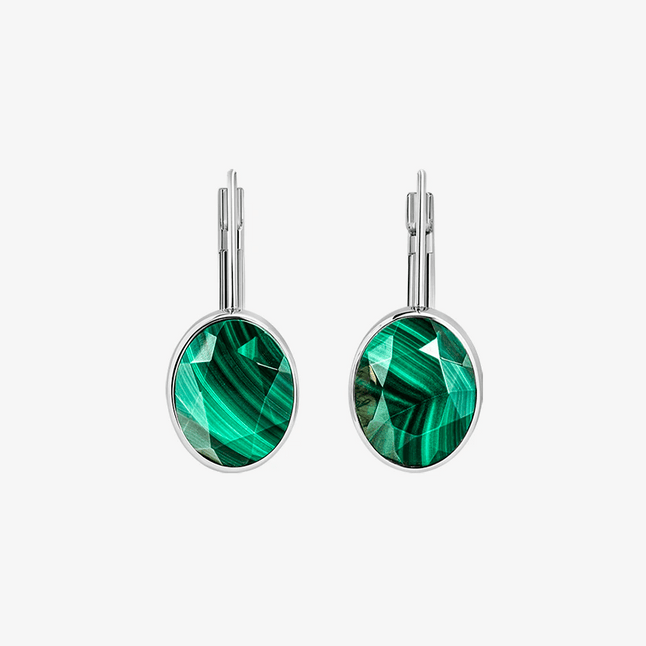 Alaghband Pyramid Drop Earrings with Malachite - Alaghband Jewelry