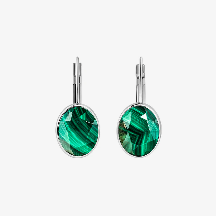 Alaghband Pyramid Drop Earrings with Malachite