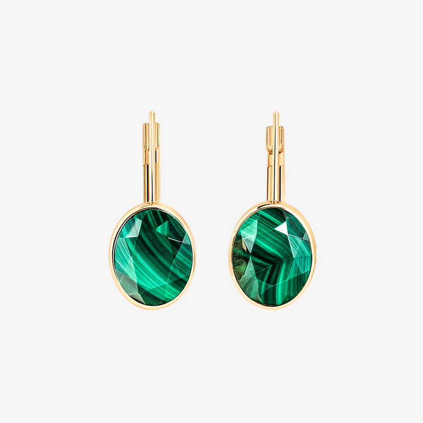 Alaghband Pyramid Drop Earrings with Malachite